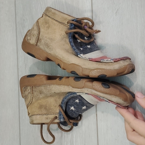 Twisted X Kids Boys Moc Hi Top American Flag Driving Shoes sz 12 - Picture 7 of 12